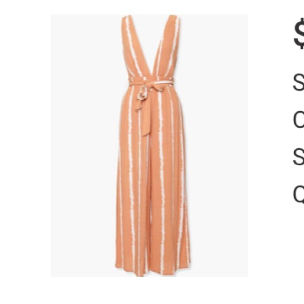 Plunging striped jumpsuit